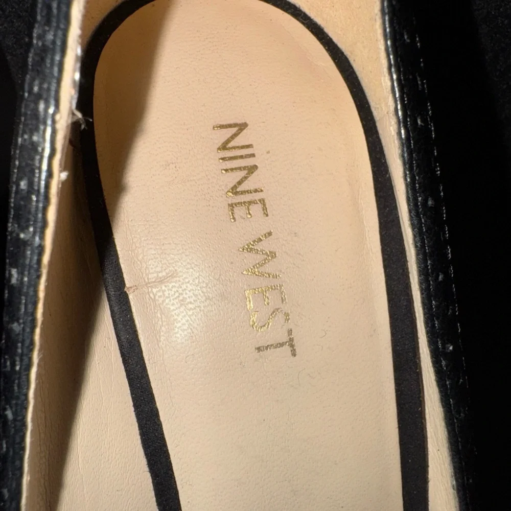 Nine West Black Leather Hidden Platform Stiletto Peeptoe Pump Shoes Heels Size 7